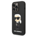 Karl Lagerfeld Liquid Ikonik Silikónový Kryt pre iPhone 15 Pro Max, Čierny