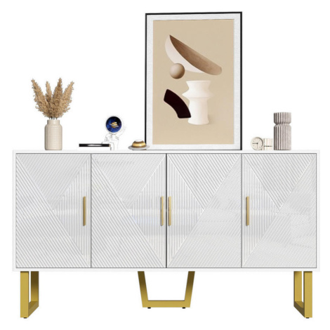 OKWISH KOMODA 150/40/82 cm biela z MDF a drevotriesky so 4 dvierkami a nastaviteľnými policami
