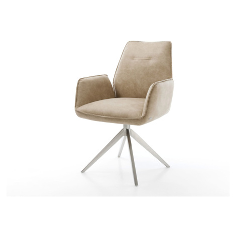 DELIFE Otočná jedálenská stolička Zoa-Flex mikrovlákno béžová vintage krížová podstava široká ne