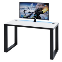 Expedo Počitačový herný stôl SLAVIN + LED, 135x75,6x65, biela