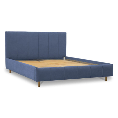 Modrá čalúnená dvojlôžková posteľ s roštom 180x200 cm Zee – Scandic