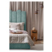 Tyrkysovomodrá čalúnená dvojlôžková posteľ s úložným priestorom s roštom 160x200 cm Dreamy Auror