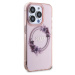 Guess PC/TPU Flowers Ring Glossy Logo MagSafe Zadný Kryt pre iPhone 15 Pro Max Pink