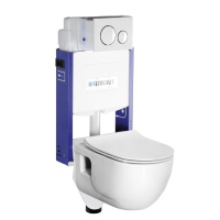 SAPHO - Závesné WC Brilla s podomietkovou nádržkou a tlačidlom Geberit, biela WC-SADA-14