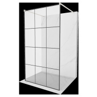 Mexen Kioto, sprchová zástena Walk-In 100 x 200 cm, 8mm sklo čierny vzor, brúsená oceľ profil,  