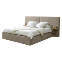 Béžová čalúnená dvojlôžková posteľ s úložným priestorom s roštom 160x200 cm Blandine – Bobochic 