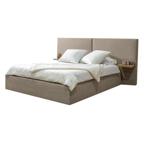 Béžová čalúnená dvojlôžková posteľ s úložným priestorom s roštom 160x200 cm Blandine – Bobochic  Bobochic Paris