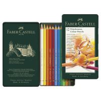 Farbičky Faber-Castell Polychromos v plechovej krabičke - 12 farieb