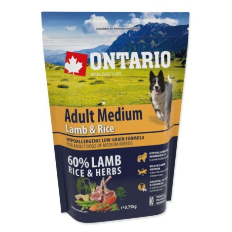 Krmivo Ontario Adult Medium Lamb & Rice 0,75kg