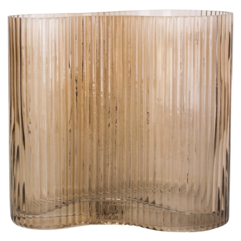 Svetlohnedá sklenená váza PT LIVING Wave, výška 18 cm