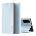 Apple iPhone 15 Plus, Puzdro s bočným otváraním, stojan, Wooze Silver Line, svetlo modrá