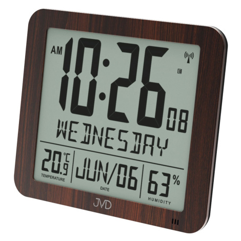 Rádiom riadené digitálne hodiny s budíkom JVD hnedé DH9335.2, 25cm