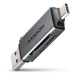 AXAGON CRE-DAC, USB-C + USB-A, 5 Gbps - MINI čtečka karet, 2-slot & lun SD/microSD, podpora UHS-