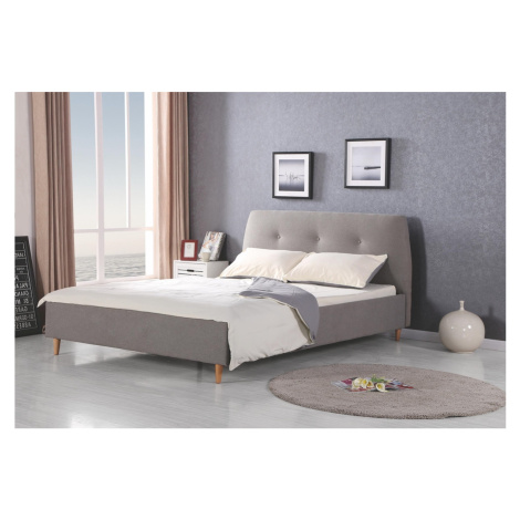 HALMAR Doris 160 čalúnená manželská posteľ s roštom sivá / jelša