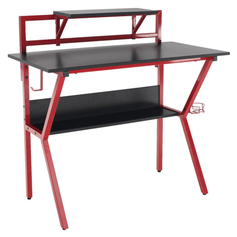 PC stôl/herný stôl, červená/čierna, TABER Tempo Kondela