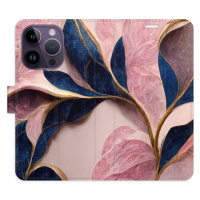 Flipové puzdro iSaprio - Pink Leaves - iPhone 14 Pro