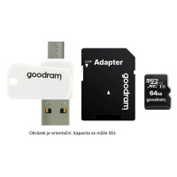 Karta GOODRAM microSDXC 64GB M1A4 All-in-one (R:100/W:10 MB/s), UHS-I Class 10, U1 + adaptér + č