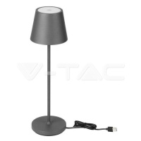 2W LED stolová lampa (4400mA batéria) IP54 šedá 3000K VT-7522 (V-TAC)