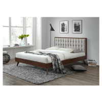 Drevená posteľ Solomo 160x200 manželská posteľ orech/béžová