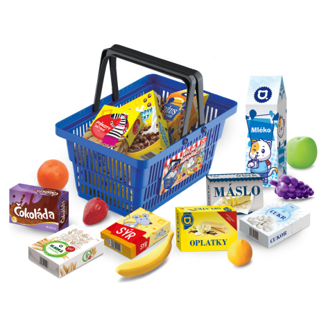 MINI OBCHOD - nákupný košík s doplnkami a učením ako nakupovať - modrý