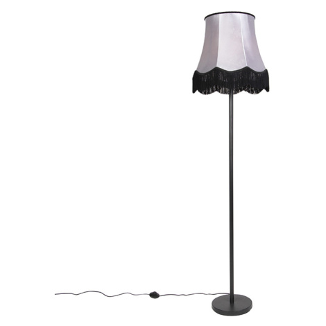 Klasická stojaca lampa čierna so sivým odtieňom Granny B - Simplo QAZQA