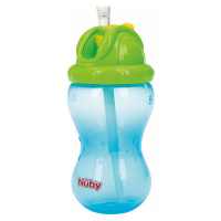 NUBY Hrnček netečúci se sklápacou slamkou a 360ml, 12 m+ modrý