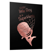 Čierny detský plagát so zrkadlovou grafikou ružového Spidermana