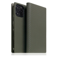 SLG Design puzdro D+ Italian Carbon Leather Diary pre iPhone 14 Pro Max - Khaki