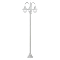 vidaXL Záhradná stĺpová lampa E27 220 cm hliníková 3 lampáše biela