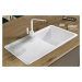 Sink Quality Sapphire, kuchynský granitový drez 755x460x190 mm + chrómový sifón, biela, SKQ-SAP.