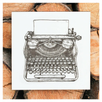 Drevený obraz do kancelárie - Retro písací stroj
