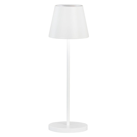 Biela LED stmievateľná stolová lampa s kovovým tienidlom (výška 34 cm) Cosenza 2.0 – Fischer & H