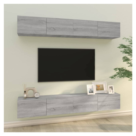 vidaXL Nástenné TV skrinky 4 ks sivý dub sonoma 100x30x30 cm