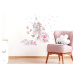 Nálepka na stenu - jednorožec s kvetmi farba: béžová