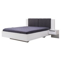 Manželská posteľ 160x200cm s nočnými stolíkmi stuart - biela/šedá/dub