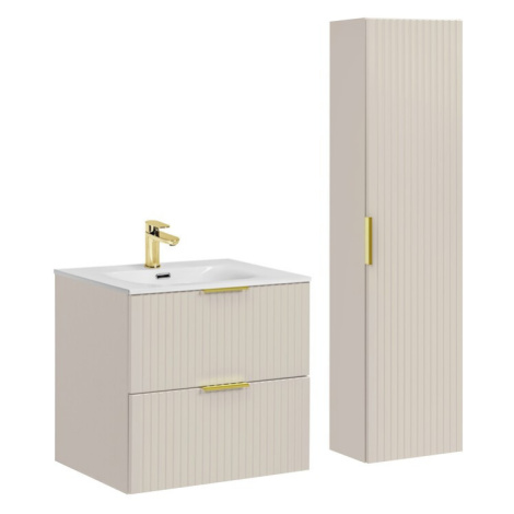 Kúpeľňová zostava Adele Cashmere 60 cm so zápustným umývadlom a skrinkami béžová Comad