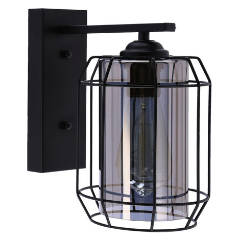 Nástenná lampa JONERA 2 - 1xE27, 40W, čierna / dymové sklo