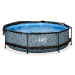 Bazén so strieškou a filtráciou Stone pool Exit Toys kruhový oceľová konštrukcia 300*76 cm šedý 