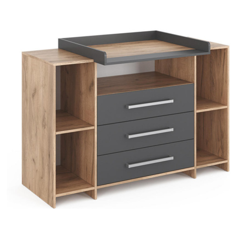 Vicco PREBAĽOVACÍ PULT Oskar Anthracite/Sonoma 143 x 100 cm XL so zásuvkami