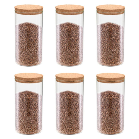 vidaXL Skladovacie sklenené poháre s korkovými viečkami 6 ks 1400 ml