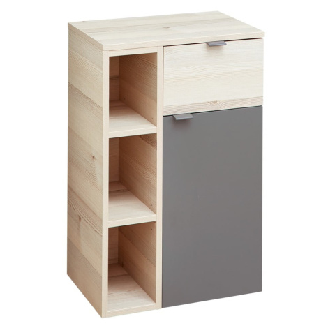 Sivá/v prírodnej farbe nízka/závesná kúpeľňová skrinka v dekore borovice 72x45 cm Quickset 394 –