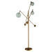 Estila Art-deco kovová stojaca lampa Vidar s troma polohovateľnými rúčkami zlatá 180cm