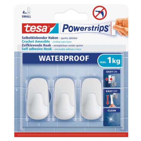 tesa Samolepiace háčiky Powerstrips Waterproof malé, biela, 3 ks