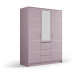 Ružová šatníková skriňa so zrkadlom 147x200 cm Burren - Cosmopolitan Design