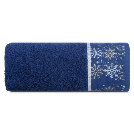 Bavlnený modrý uterák s vianočnou vyšívkou Šírka: 70 cm | Dĺžka: 140 cm