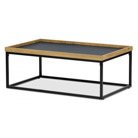 AUTRONIC CT-613 OAK Stůl konferenční, MDF deska šedá s dekorativní hranou divoký dub, černý kov.