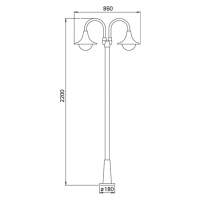 Stĺpové svietidlo 171, 2-plameňové, čierne