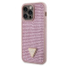 Guess Rhinestones Triangle Metal Logo Kryt pre iPhone 14 Pro Max Pink