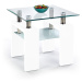 HALMAR Diana H Kwadrat sklenený konferenčný stolík biely lesk / priehľadná / mliečna