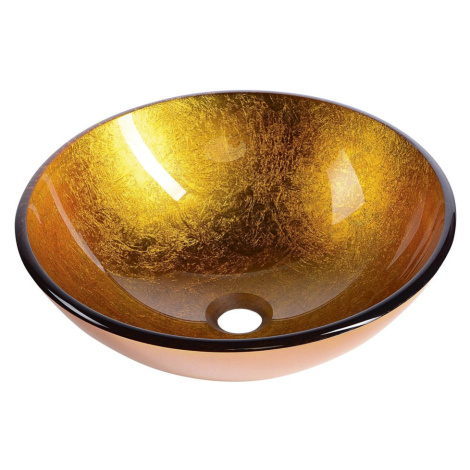 AGO sklenené umývadlo priemer 42 cm, zlate oranžová 2501-19 Sapho